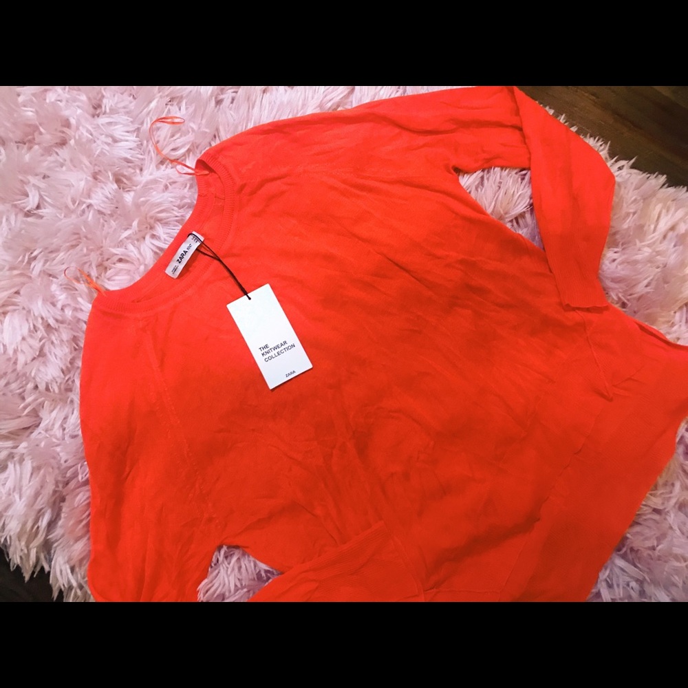 Zara Knit bright red soft thin sweater